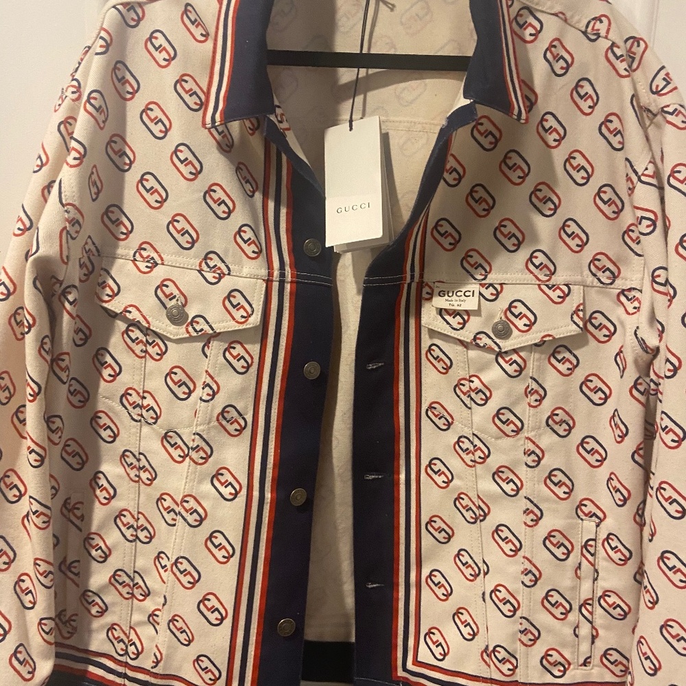 Gucci Over Jacket, Ivory,Red, Navy